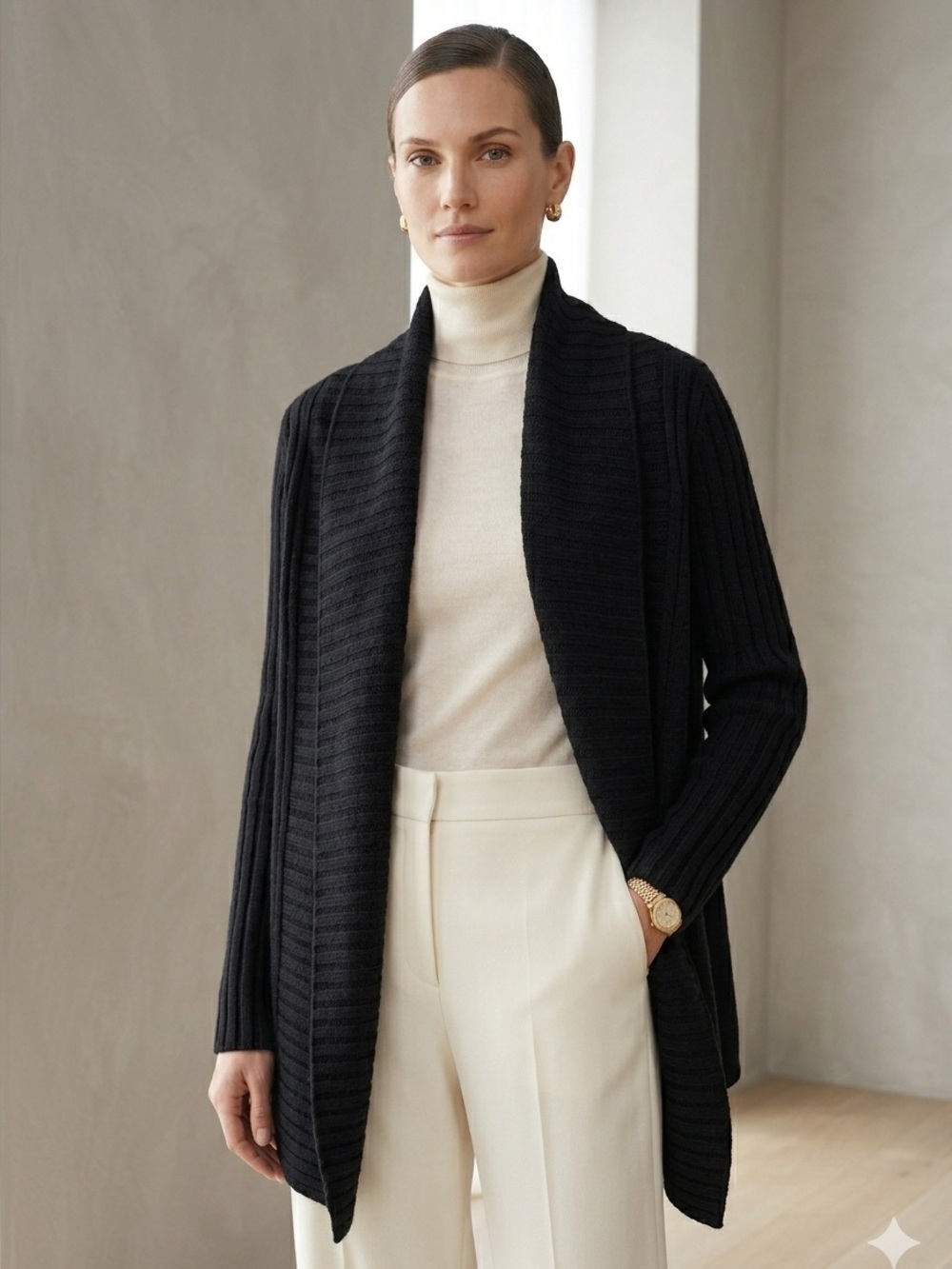 Vince black wool open front cardigan sweater jacket - XS